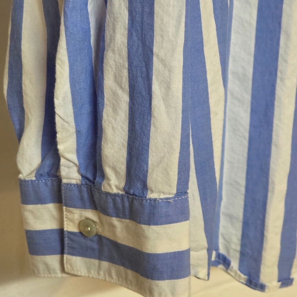 Maurices Womens 1X Blue White Striped Button Down Shirt Long Sleeve Collared - Picture 3 of 11